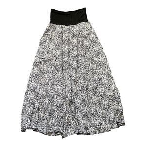 Tanami Black and White High Waisted Thick Waistband Pull On Maxi Skirt Sz Large